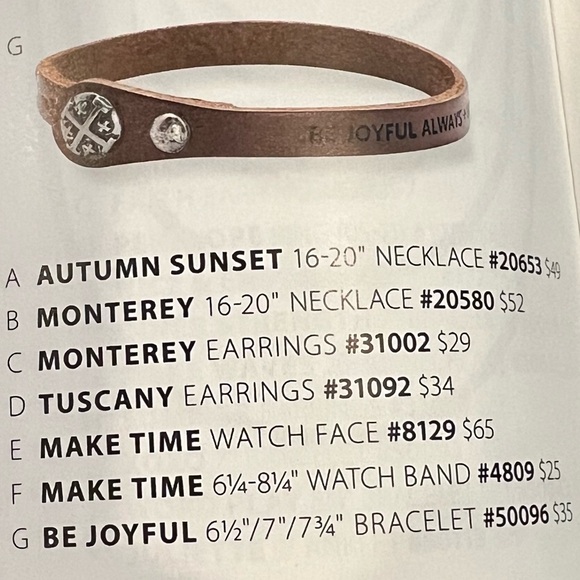 PD ”Be Joyful” genuine leather bracelet with clasps at 6.25”, 7” & 7.75 length - Picture 2 of 3